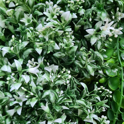 Kit 2 Buquês De Flores Do Campo Com Folhagem Verde Realista Cor Branco