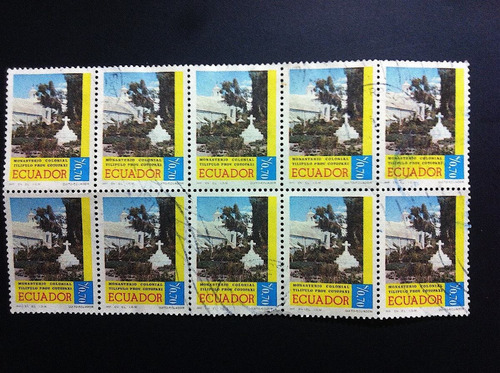 10 Timbres Postales Ecuador Estampillas Bloque Monasterio