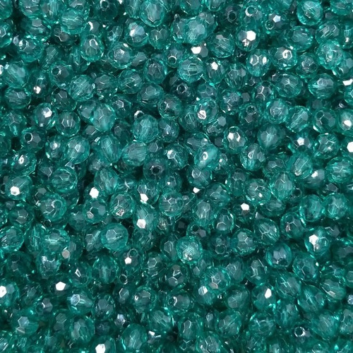 Pedrarias Cristal Facetado Acrílico 500gr 6mm  Cor Verde