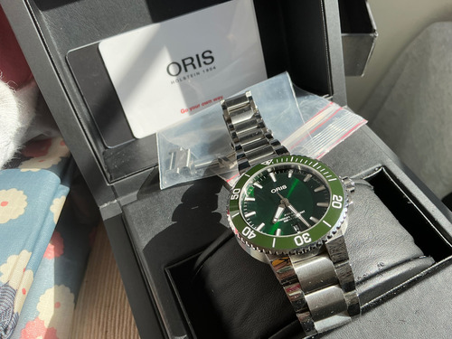 Reloj Oris Aquis Hulk 39mm 0174877104164 Plateado Plateado Verde (Usado)
