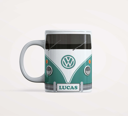 Taza Camioneta Volkswagen Furgon Hippie Con Tu Nombre