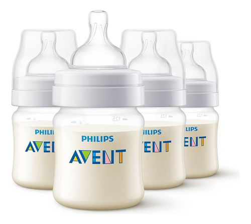 Biberones Avent Anti-colic De 4/oz--125/ml Paq.4 Piezas Traslúcido Set Anti-colic