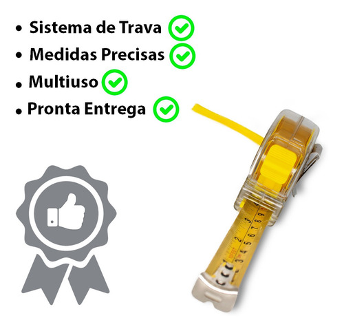 Imagem 6 de 7 de Trena Com Trava 3 Metros Resistente Transparente Premium
