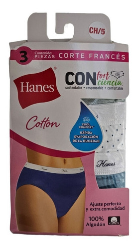 Hanes C/frances ALG Pack 3 Piezas Colores Y Diseños Surt Tda