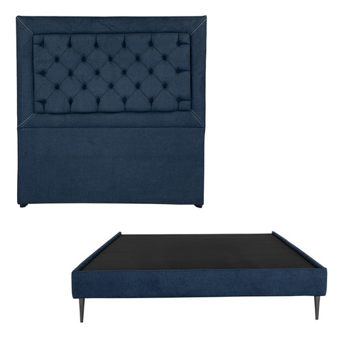 Cabecera + Base Cama Slim King Size Dicasa Mary Azul Navy