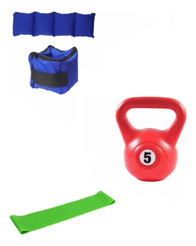 Kit Fitness Piernas/gluteos Rusa 5kg Tobilleras 2kg Bandas