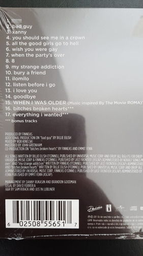 Imagen 2 de 2 de Billie Eilish When We All Fall Asleep Deluxe Cd 3 Bonus 2020