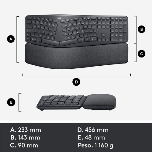 Logitech Ergo K860 Inalámbrico Y Ergonómico
