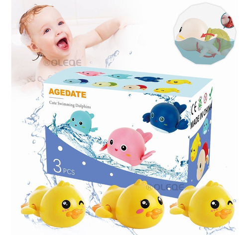 Juguete De Baño Bañera Para Bebés Little Turtle 3pcs+ Caja