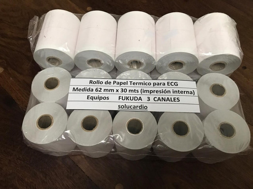 Rollo De Papel Para Ecg 63mm X 30 Mts.  Todas Las Medidas 