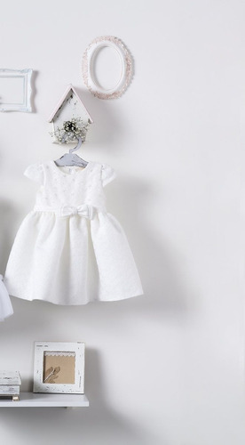 Vestido Petit Cherie Baby Branco Renda Com Perolas