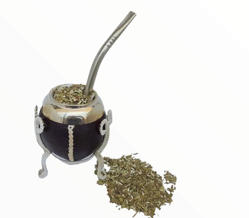 Imagen 2 de 2 de Mate Argentino De Calabaza Con Bombilla En Piel Envio Gratis