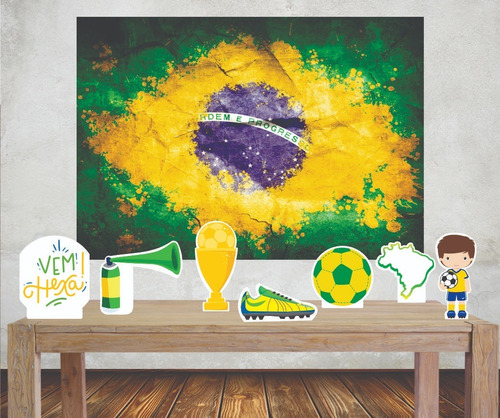 Kit Completo Painel Banner + Totens Brasil Futebol Copa 2022