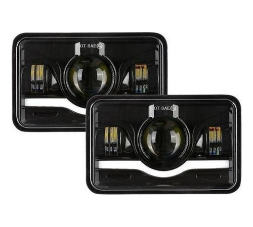 Par 4x6'' Rectangular Led H4 Faros Ojos Demonio Hi/lo Beam