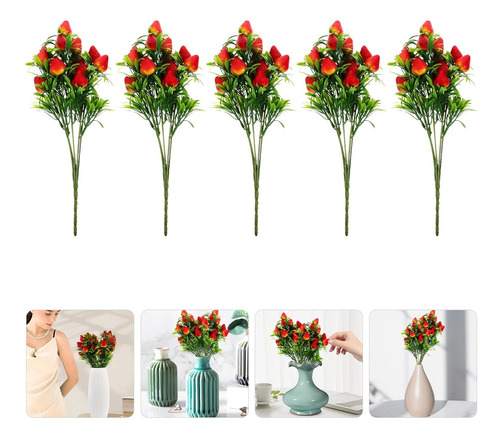5 Piezas De Fresas Artificiales De Imitación Para Decorar