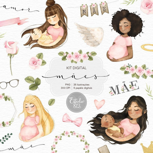 Kit Imagenes Png Cliparts Mamá Embarazada, Embarazo Est23