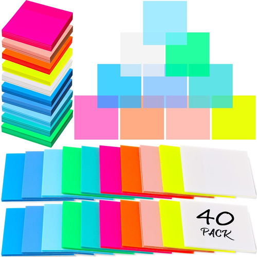40 2000 Hoja Note Adhesiva Transparente Color 3 Colorida