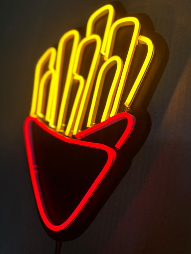 Cartel Cono De Papas Fritas Neon Deco/figura
