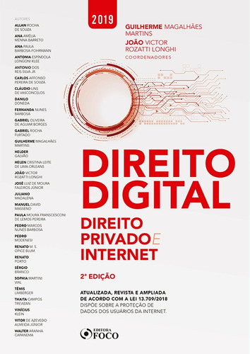 Direito Digital: Direito Privado e internet - 2ª edição - 2019, de Souza, Alan Rocha de. Editorial Editora Foco Jurídico Ltda, capa mole em português, 2019