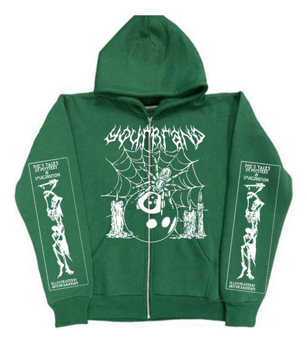 Y2k Vintage Spider Skull Print Diablo Hoodie