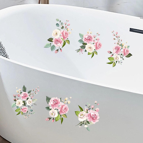 6 Piezas De Calcomanías De Flores Para Pared, Elegantes Y