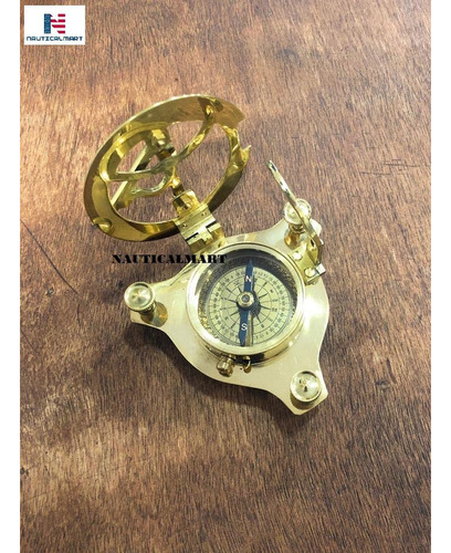 Reloj De Sol De 4 Brújula Esfera Solar De Latón Macizo (3