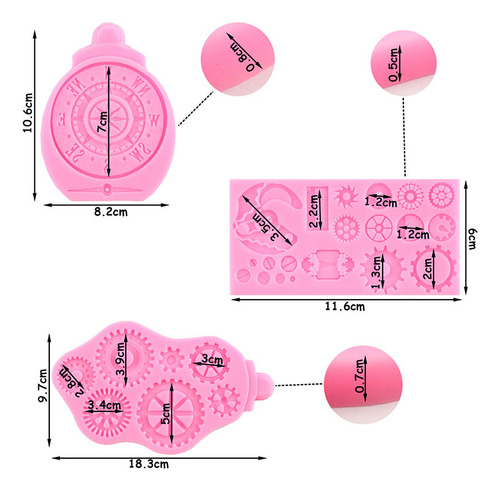 Molde De Engranajes Brújula 3d Para Fondant Pasta Resina