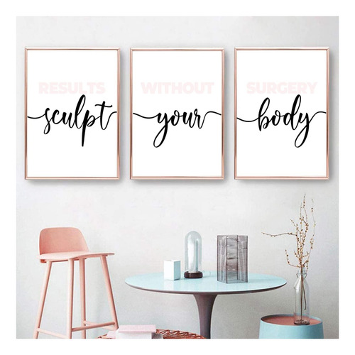 Spa Wall Art Set Of 3, Rubor Rosa Cuerpo Esculpido De La De