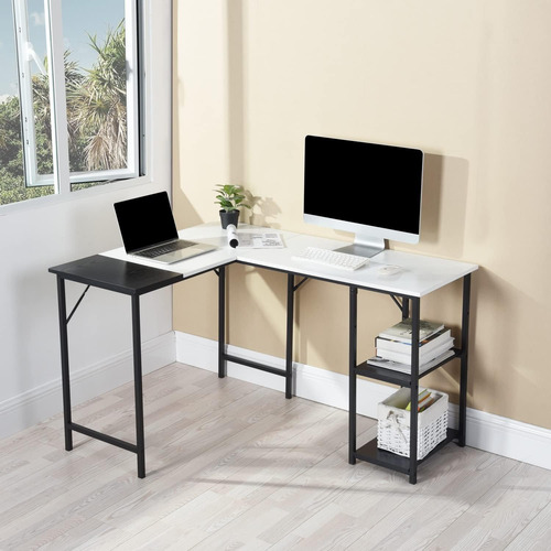 Escritorio En Forma De L Para Computadora, 124 Cm, Blanco