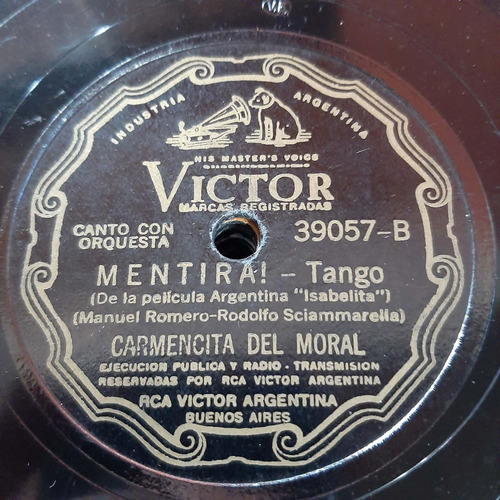 Pasta Carmencita Del Moral Canto Con Orquesta Victor C419