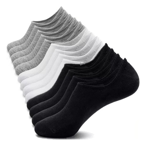 Calcetines Invisibles Blanco Negro Gris Tin 10 Pares Algodón