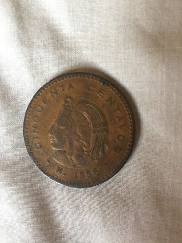 Moneda Antigua 50 Centavos Cuauhtémoc 1956