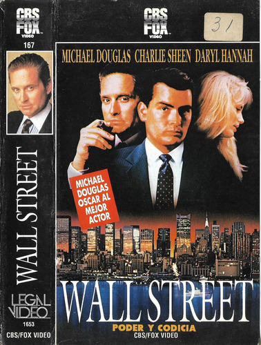 Wall Street Vhs Michael Douglas Charlie Sheen Hannah 1987