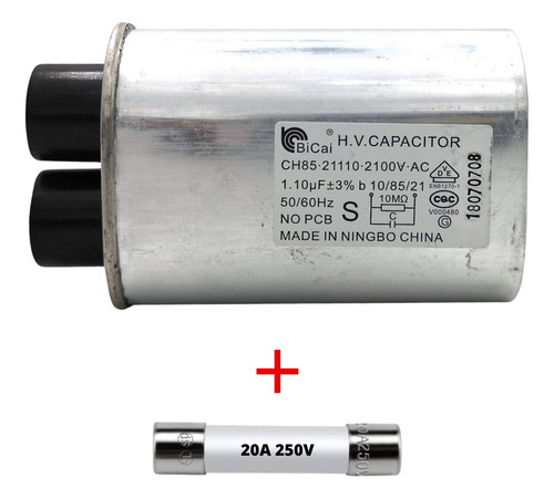 Capacitor Microondas 1.10 Uf 2100v Con Fusible 20a 250v