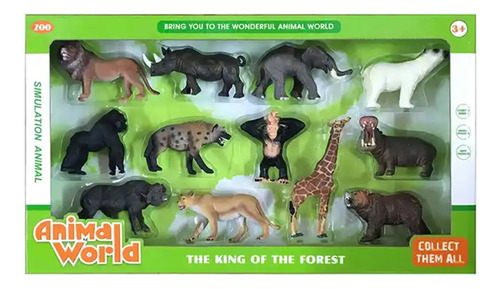 Set Colección Animales De La Selva 12 Mini Figuras Plástico