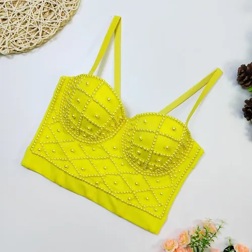 Bustier Corset Con Perla Bralette Push Up Sujetador Crop Zx