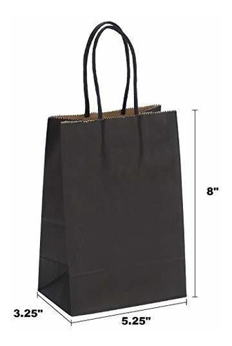 Imagen 3 de 9 de Bolsas De Papel Kraft Negras Con Asa, Bolsa De Compras,