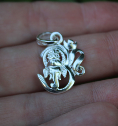 Pingente Mantra Om Com Lord Ganesha Prata 925 Legítima