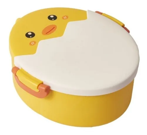 Lunchera Hermético Niño Pollito C/ Cubiertos 3 Div Belgrano Color Amarillo
