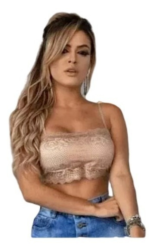 Imagem 1 de 1 de Cropped ( Blusinha De Alcinha) De Renda Com Bojo Feminino