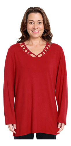 Polera Mujer Cuello Cruzado Rojo Fashion's Park