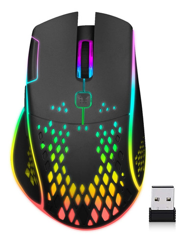 Mouse Inalambrico Recargable Para Juego Llave Doble Clic Luz