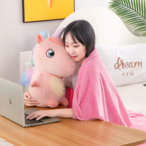 Peluche Colorido Unicornio Kawaii De Calidad Brillante 42 Cm Color Verde Claro