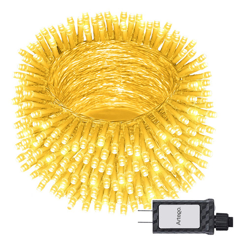 Luces Serie 200 Led Color Luz Cálida Color Cable Transparente Oscuro Artego Interior Exterior Decoración Navidad Árbol Navidad Eventos Led Christmas String Lights Waterproof 8 Modos Uso Temporizador