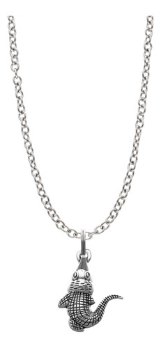 Collar Animales Dije Colgante Pareja Amigos Cadena Acero Plateado Cocodrilo Alligator Caimán