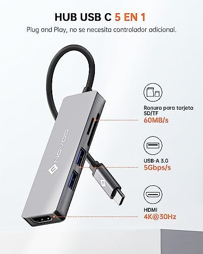 Conector Usb-c Hub 4k Con Hdmi Y Múltiples Puertos