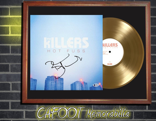 The Killers Hot Fuss Tapa Firmada Y Disco Oro Cuadro Flowers