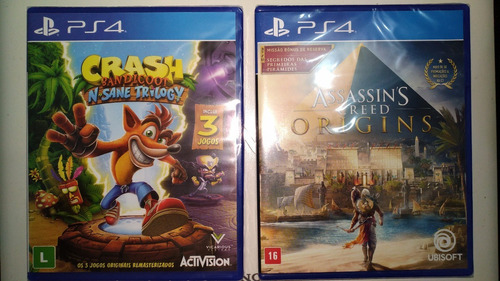 Assassins Creed Origins + Crash Bandicoot Ps4 Mídia Física