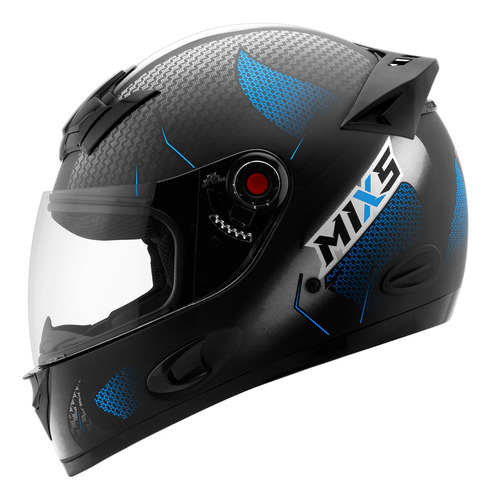 Capacete De Moto Fechado Mixs Mx5 Blaze Forro Removível Cor Azul Fosco Tamanho do capacete 56