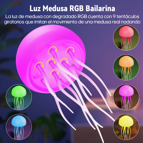 Lámpara Medusa Con Patas Bailarinas Gradiente Luz Led Multic